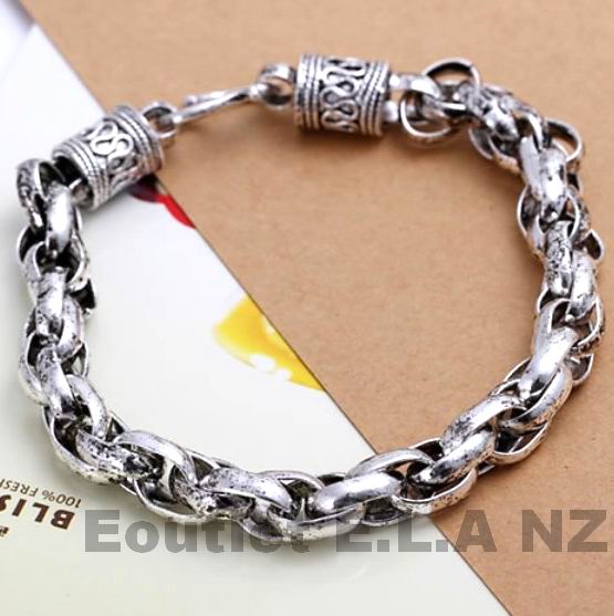 9mm VINTAGE STYLE SILVER BRACELET-up to 21.5cm